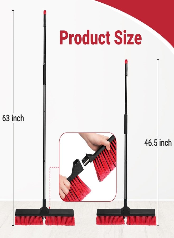 TrueYee 2PK 24" Push Broom Outdoor with 63" Long Handle and Stiff Bristles, Heavy Duty Outdoor Broom Brush for Workshop, Garage, Concrete, Patio and Deck Floor Sweeping - Image 3